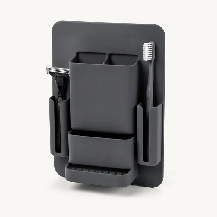 Tooletries shower caddy — The James matte charcoal silicone toiletry organiser