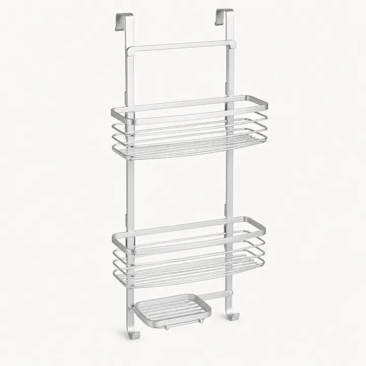 OXO shower caddy — Good Grips anodised aluminium caddy for shower doors